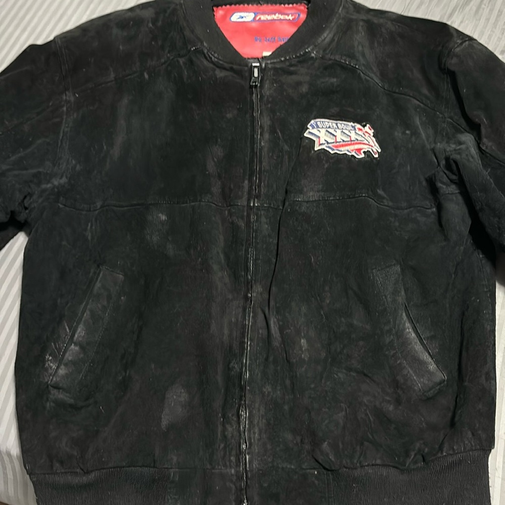 Jeff Hamilton Reebok XXXVI Super Bowl jacket. First Super Bowl win for Tom Brady